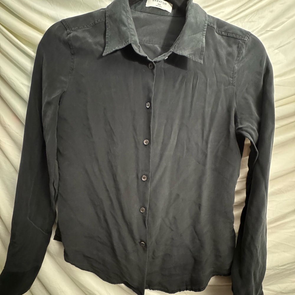 Babaton Slate Gray Button-Down Shirt